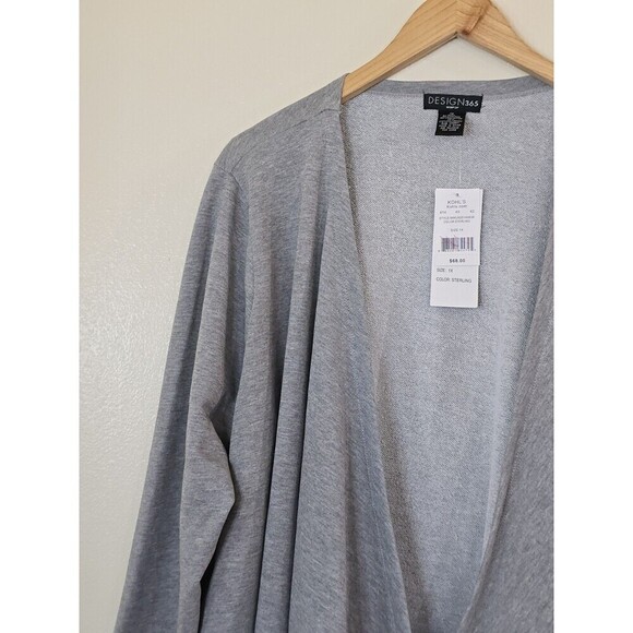 Design 365 Gray Open Front Cardigan Sweater Womens Size 1X Flowy - Picture 3 of 7